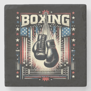 American Flag Boxing Distressed - Boxer Vintage Bo Stone Coaster