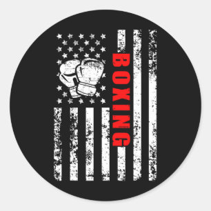 American Flag Boxing Patriotic Boxing Classic Round Sticker
