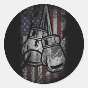 American Flag Boxing Shirts For Men Women Fourth O Classic Round Sticker