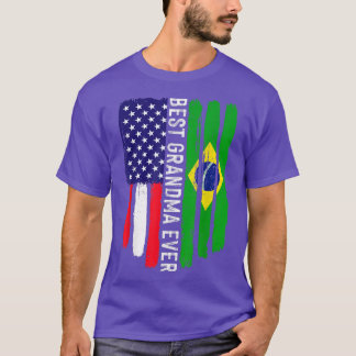 American Flag & Brazil Flag Best Grandma Ever Fami T-Shirt