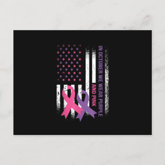 American Flag Breast Cancer and Domestic Violence Postcard
