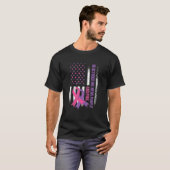 American Flag Breast Cancer And Domestic Violence T-Shirt (Front Full)