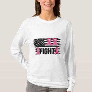 American Flag Breast Cancer Awareness Fight Pink T-Shirt