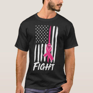 American Flag Breast Cancer Awareness Fight T-Shirt