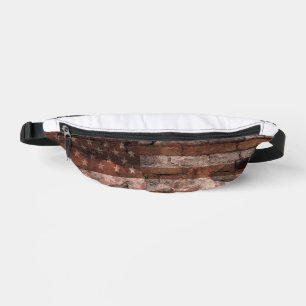 American Flag Brick Wall Bum Bags