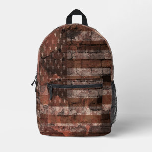 American Flag Brick Wall Printed Backpack