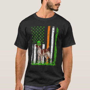 American Flag Brittany Spaniel Dog Lovers St Patri T-Shirt