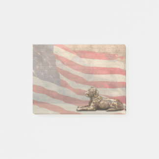 American Flag Bronze Dog Post it Notes