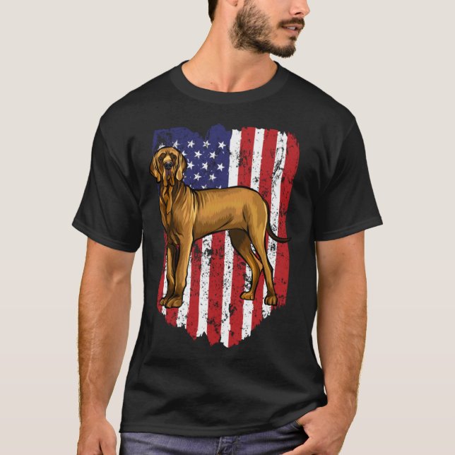 American Flag Brown Great Dane 4th Of July USA T-Shirt (Front)