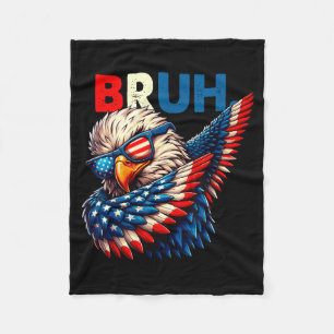 American flag bruh dabbing eagle men boys 4th of fleece blanket