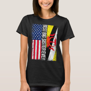American Flag Brunei Flag Best Big Sister Ever Fam T-Shirt