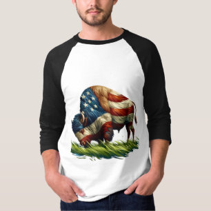 American Flag Buffalo Bison T-Shirt