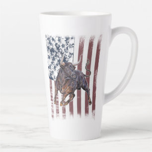 American Flag Bull Latte Mug