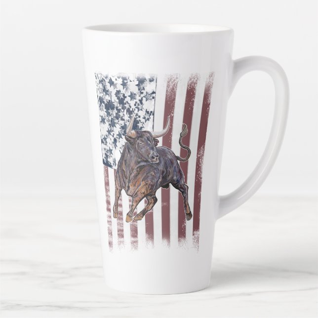 American Flag Bull  Latte Mug (Right)