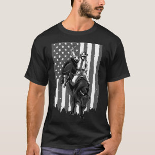 American Flag Bull Riding Cowboy 4th Of July Patri T-Shirt