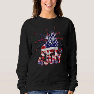 American Flag Bulldog 4th July Hat Fireworks Dogs Sweatshirt