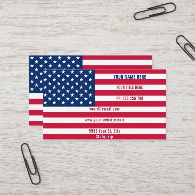American Flag Business Card Design Your Own (Front/Back In Situ)