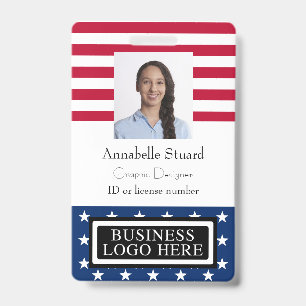 American Flag Business Security Employee ID Badge