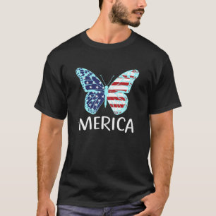 American Flag Butterfly 4th Of July Usa Patriotic T-Shirt