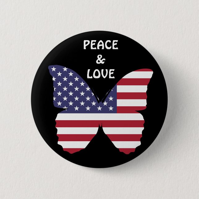 american flag butterfly button (Front)