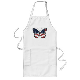 American Flag Butterfly Design Long Apron