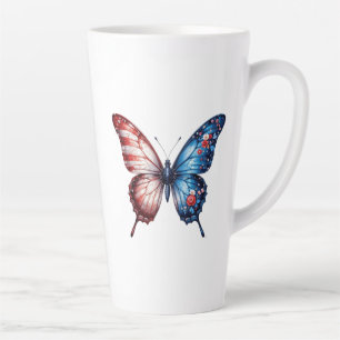 American Flag Butterfly Latte Mug