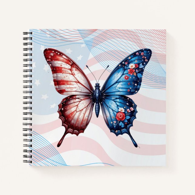 American Flag Butterfly Notebook (Front)