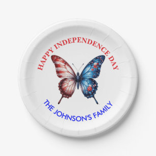 American Flag Butterfly Paper Plate