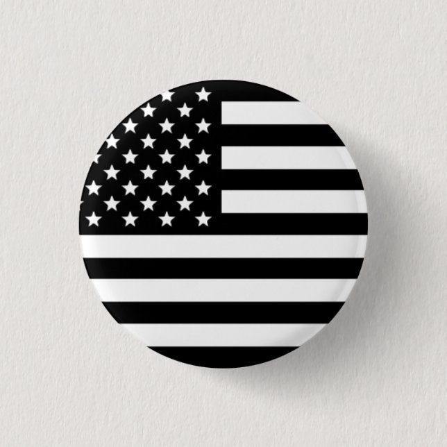 American Flag Button Black and White (Front)