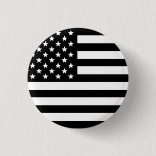 American Flag Button Black and White
