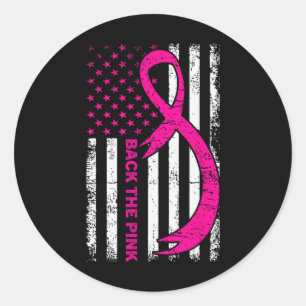 American Flag Byck The Pink Breast Cancer Awarenes Classic Round Sticker
