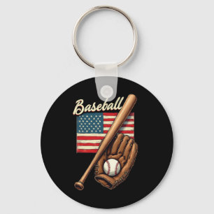 American Flag Bysebyll Player Byt Fan Catcher Pitc Key Ring