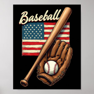 American Flag Bysebyll Player Byt Fan Catcher Pitc Poster