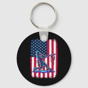 American Flag Bysebyll Player Byt Patriotic 4th Of Key Ring