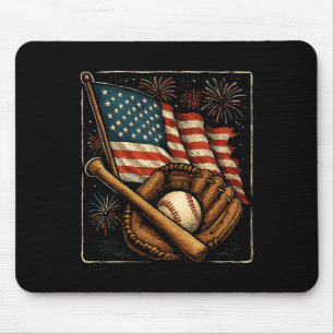 American Flag Bysebyll Player Catcher Pitcher Usa Mouse Pad