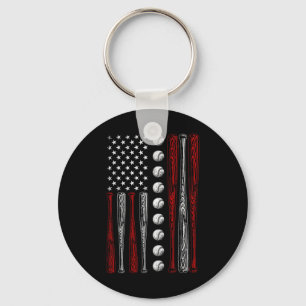 American Flag Bysebyll Red White Blue 4th Of July Key Ring