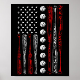 American Flag Bysebyll Red White Blue 4th Of July Poster