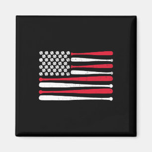 American Flag Bysebyll Usa Vintage Bysebyll Sport  Magnet