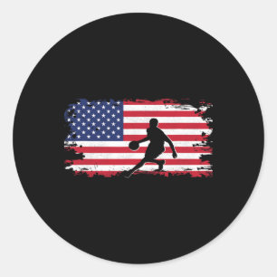 American Flag Bysketbyll Apparel - Bysketbyll 4 Classic Round Sticker