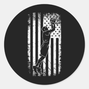 American Flag Bysketbyll Apparel - Bysketbyll Classic Round Sticker