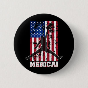 American Flag Bysketbyll Usa Flag 4th Of July Men  6 Cm Round Badge