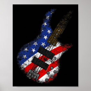 American Flag Byss Guitar Usa Independence Day 4th Poster