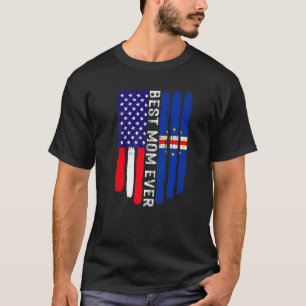 American Flag & Cabo Verde Flag Best Mum Ever Fami T-Shirt