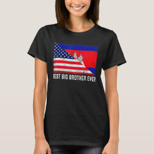 American Flag Cambodia Flag Best Big Brother Ever  T-Shirt