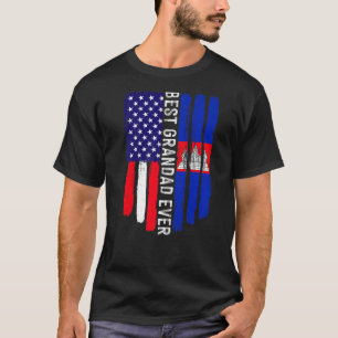 American Flag & Cambodia Flag Best Grandad Ever Fa T-Shirt