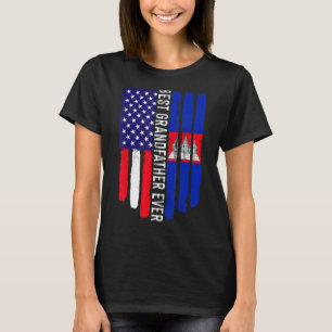 American Flag & Cambodia Flag Best Grandfather Eve T-Shirt
