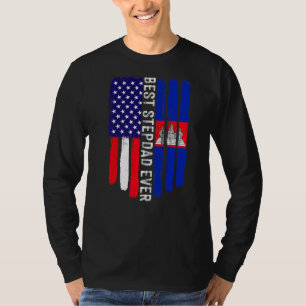 American Flag & Cambodia Flag Best Stepdad Ever Fa T-Shirt