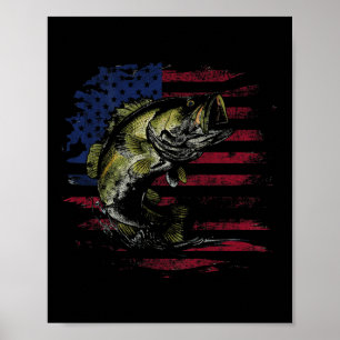 American Flag Camo B Fish Fishing Fisherman (on Ba Poster