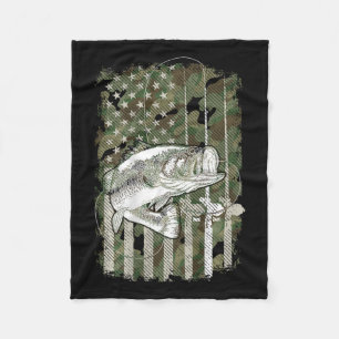 American Flag Camo B Fish Fishing (on Ck) For Fish Fleece Blanket