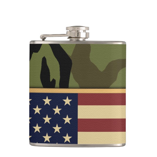 American Flag Camo Hip Flask (Front)